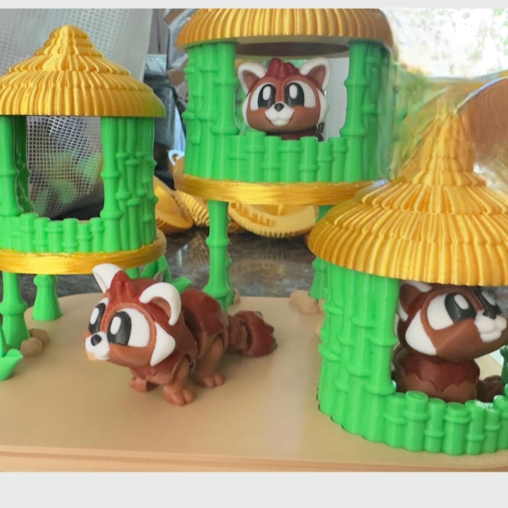 3D Printed Red Panda Bamboo Hut Playset